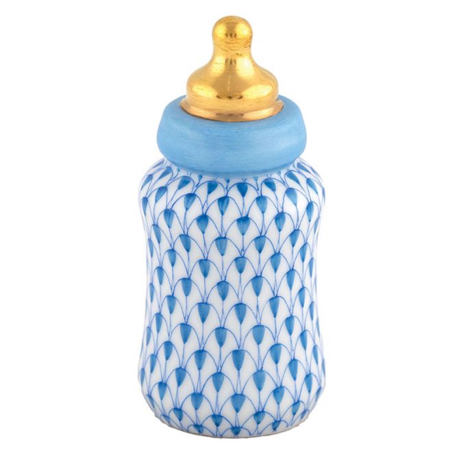 Herend Baby Bottle Figurine, Blue