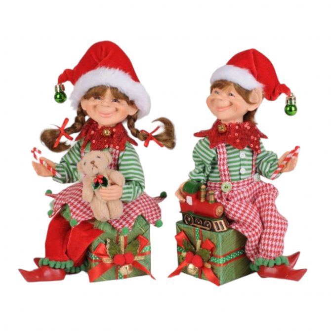 Karen Didion Christmas Presents Elves, Set of 2