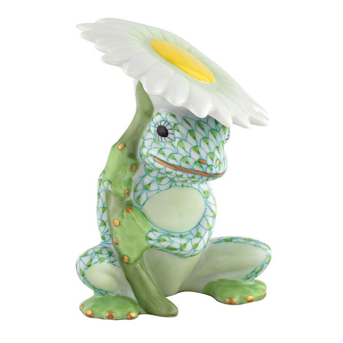 Herend Flower Frog Figurine, Key Lime