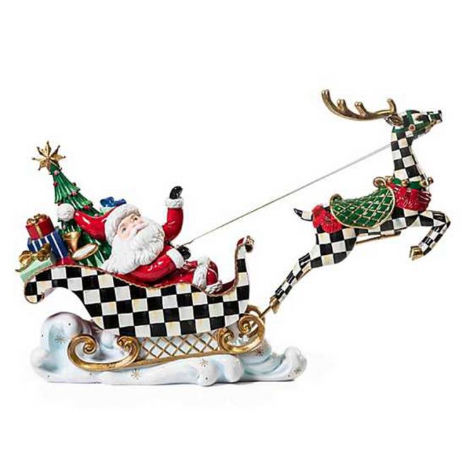 MacKenzie-Childs Granny Kitsch Illuminated Sleigh Ride Santa