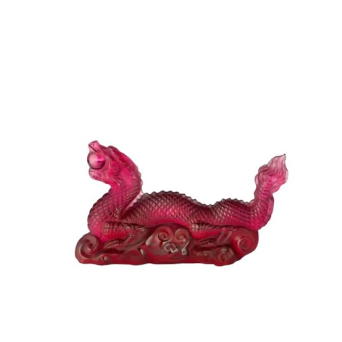 Lalique Tianlong Dragon Sculpture, Red