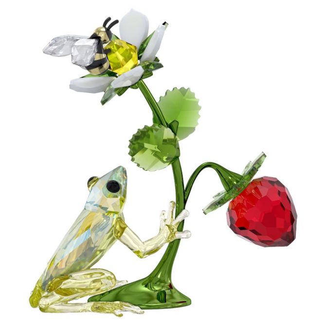 Swarovski Idyllia Frog Figurine, Bee and Strawberry