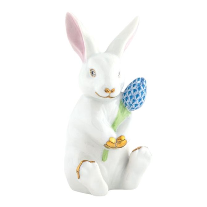 Herend Blossom Bunny, Blue