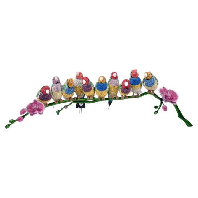 Swarovski Crystal Myriad Gouldian Finches Figurine