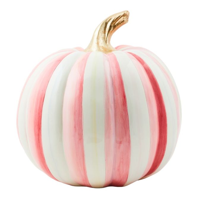 MacKenzie-Childs Bubblegum Pink Stripe Pumpkin, Medium