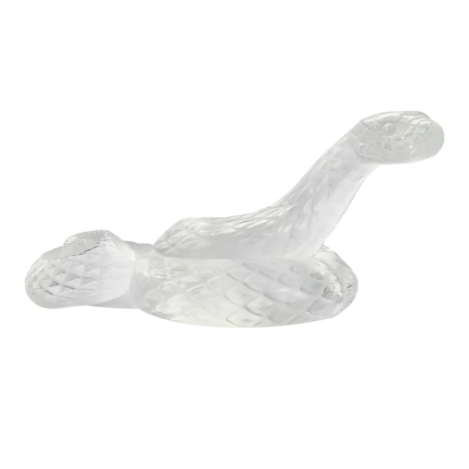 Lalique Snake Head Up Sculpture, Clear Crystal