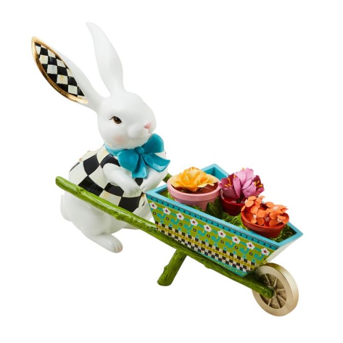 MacKenzie-Childs Calico Bunny with Wheelbarrow