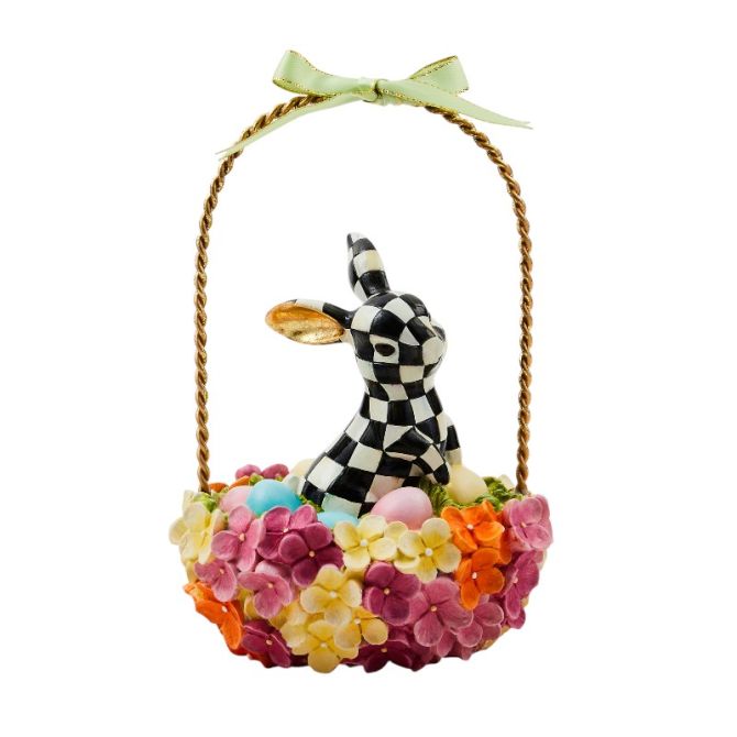 MacKenzie-Childs Calico Hydrangea Bunny Basket