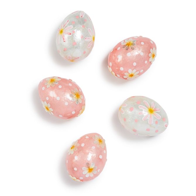 MacKenzie-Childs Rosy Meadow Floral Eggs, Set of 5