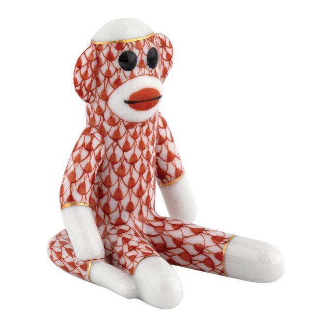 Herend Sock Monkey Figurine, Rust