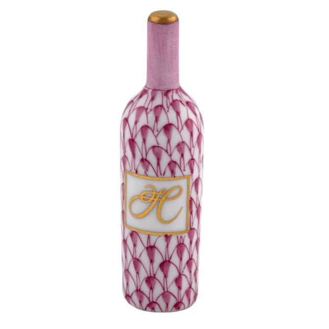 Herend Wine Bottle Figurine, Raspberry