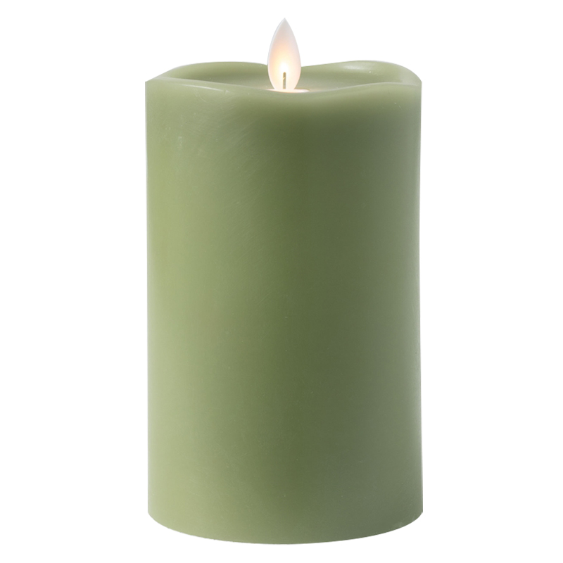 Wave Pillar Candle, Green | Borsheims