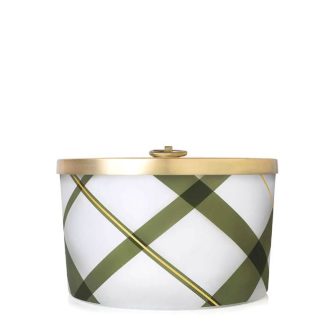 Thymes Frasier Fir Large Frosted Plaid Candle