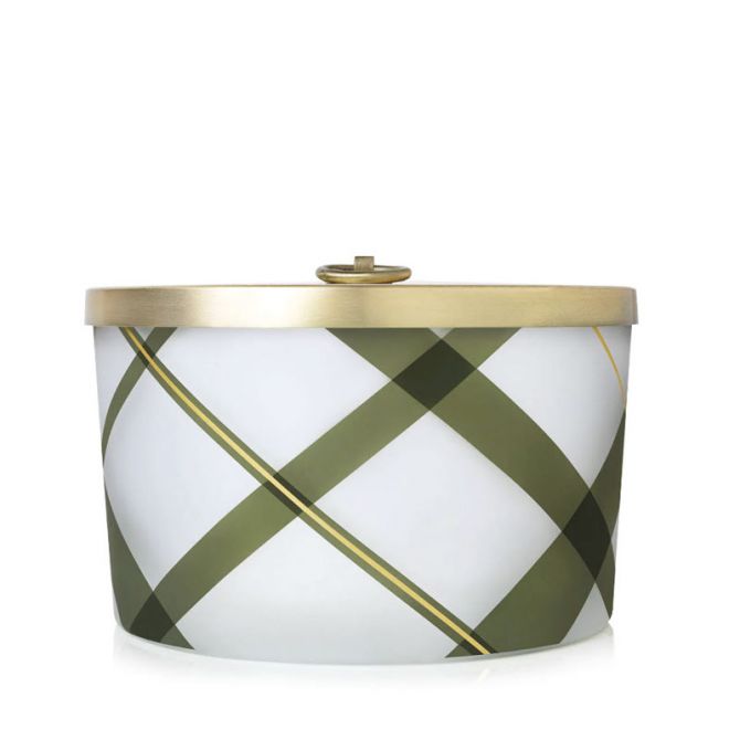 Thymes Frasier Fir Frosted Plaid Large Candle