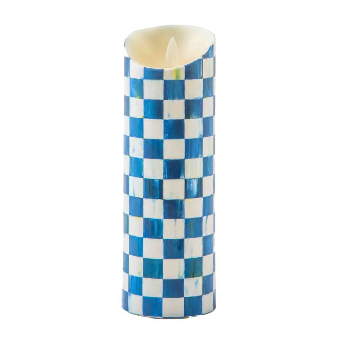 MacKenzie-Childs Royal Check Flicker Pillar Candle, 9"