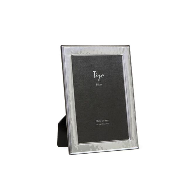 Tizo Narrow Hammered Italian Silverplate Frame, 5x7