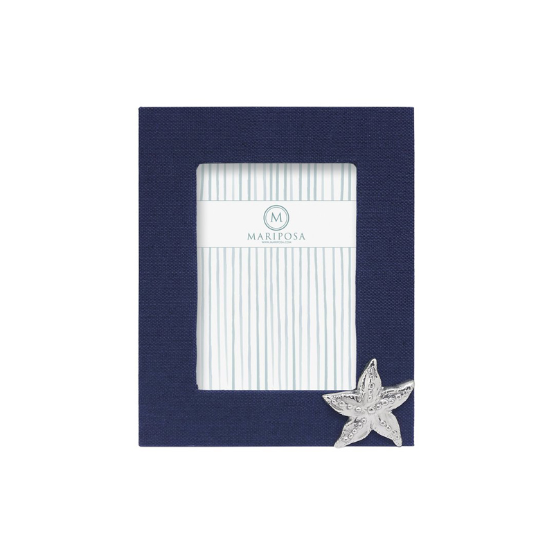 Mariposa Navy Blue Linen With Starfish Icon Frame 5x7 Borsheims