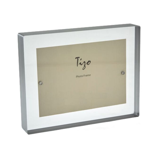 Tizo Acrylic Silver Tone Block Border Frame, 5x7