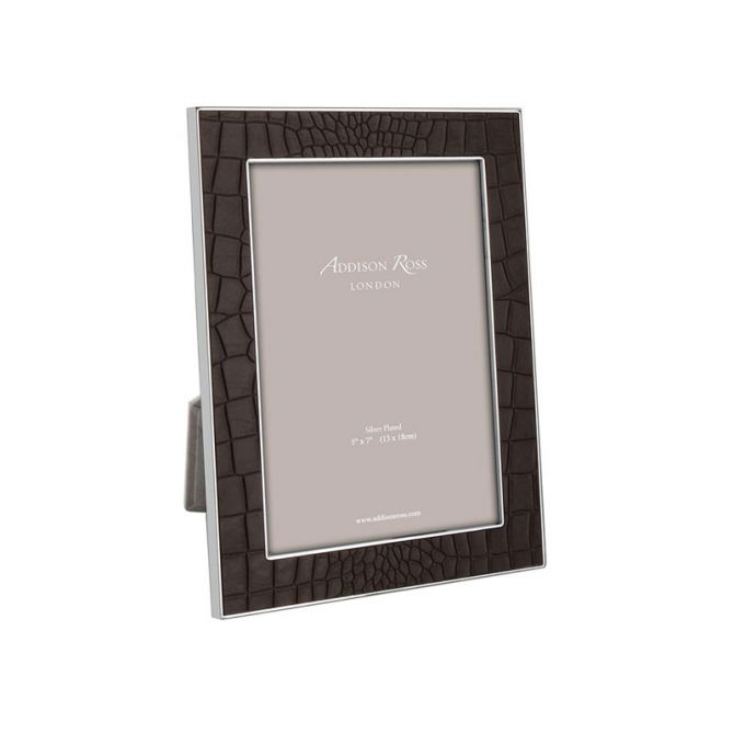 Addison Ross Chocolate Croc and Silver Frame, 5x7