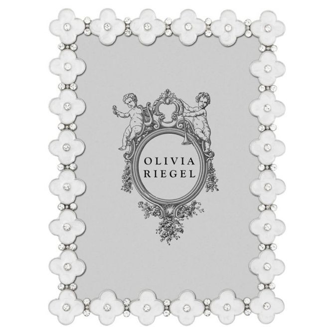 Olivia Riegel White Enamel Clover Frame, 5x7