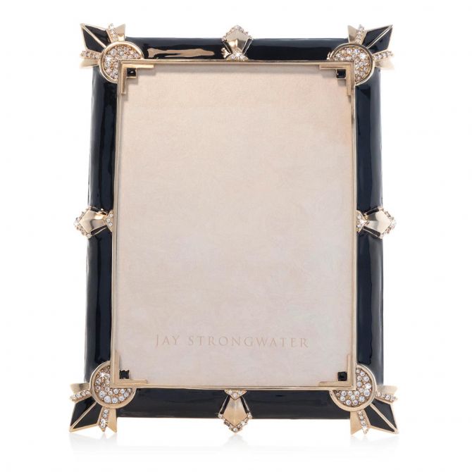 Jay Strongwater Geraldine Art Deco 5x7 Frame, Black Onyx