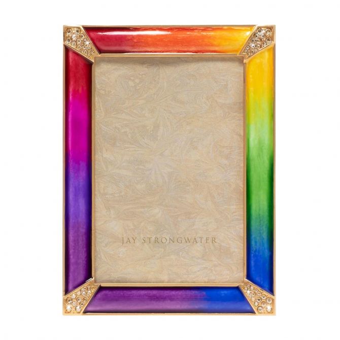 Jay Strongwater Leonard Pave Corner 4x6 Frame, Rainbow