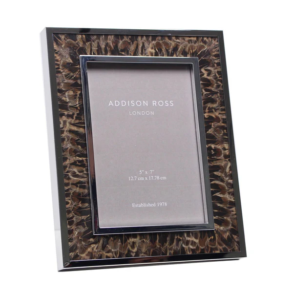 Addison Ross Wide Pheasant Feather and Silver Frame, 5x7