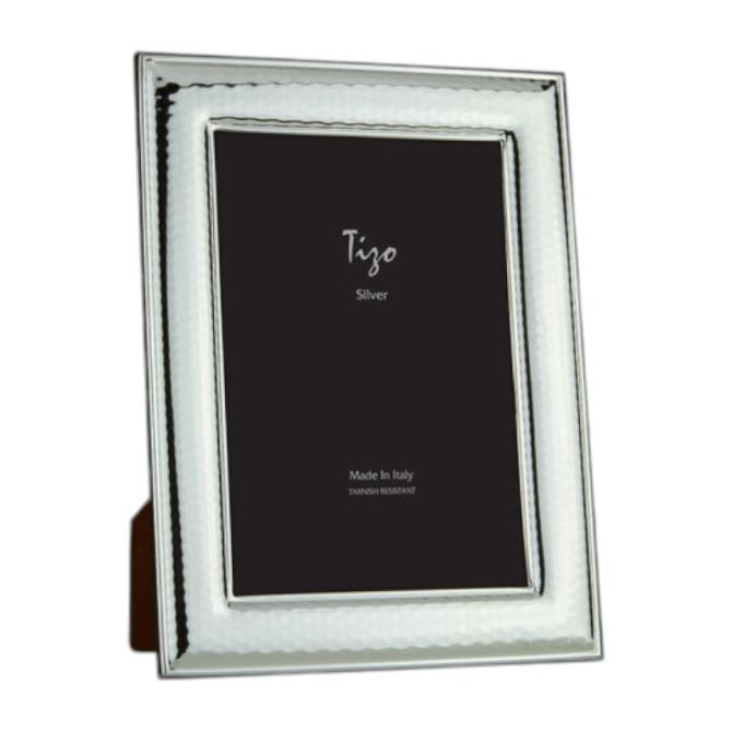 TIZO Bezel Edged Hammered Silverplate Frame, 8x10