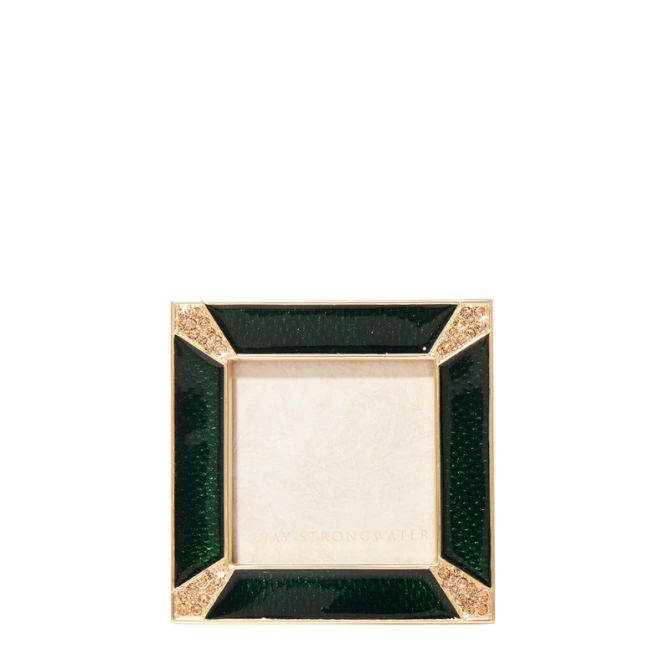 Jay Strongwater Leland Pave Corner 2" Frame, Green