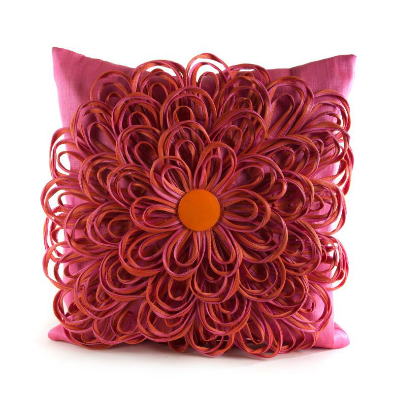 MacKenzie-Childs Poppy Square Pillow, Super Pink | Borsheims