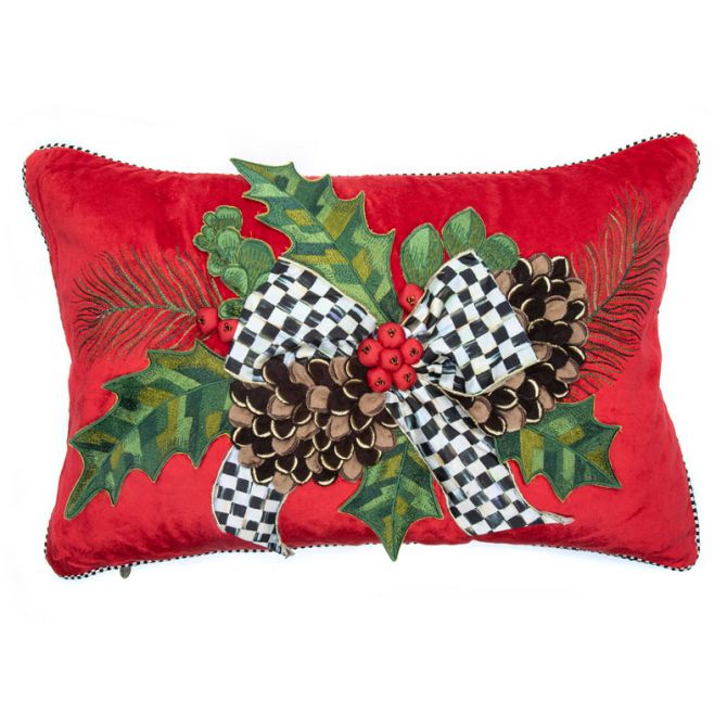 MacKenzie-Childs Holly Holiday Lumbar Pillow