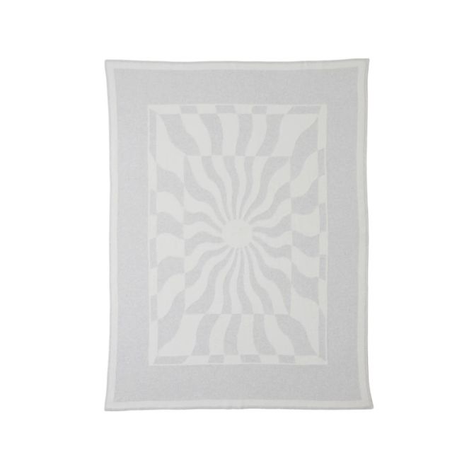 Barefoot Dreams Cozychic Sun Waves Throw, Grey and Cream