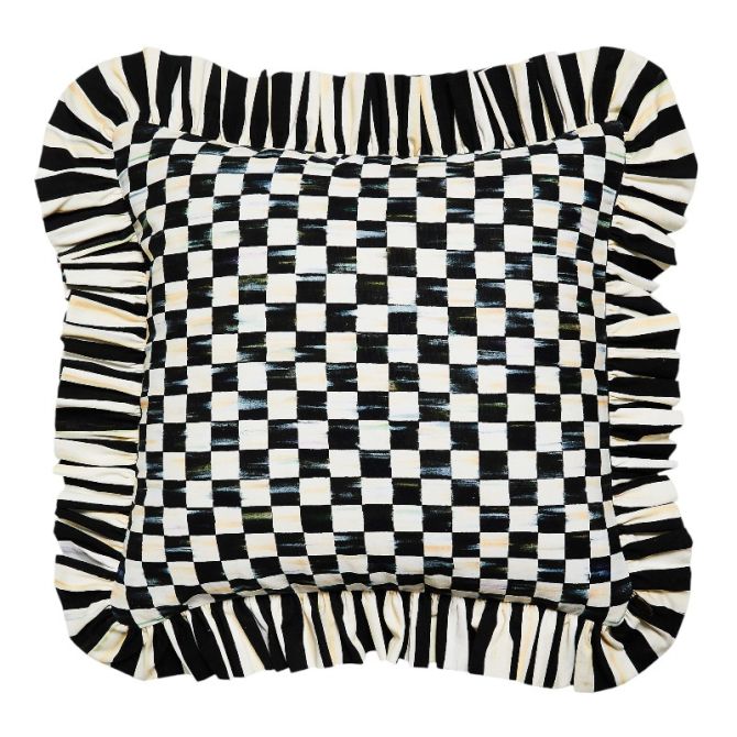 MacKenzie-Childs Courtly Check Ruffle Throw Pillow