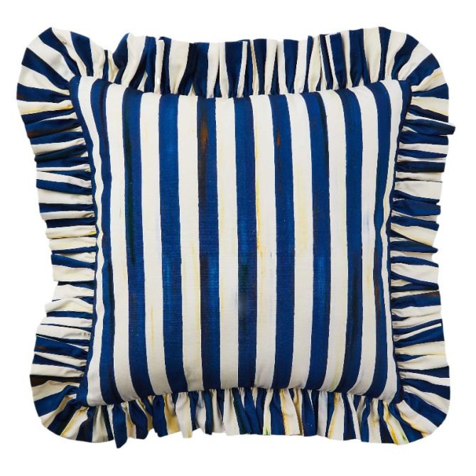 MacKenzie-Childs Royal Stripe Ruffle Throw Pillow