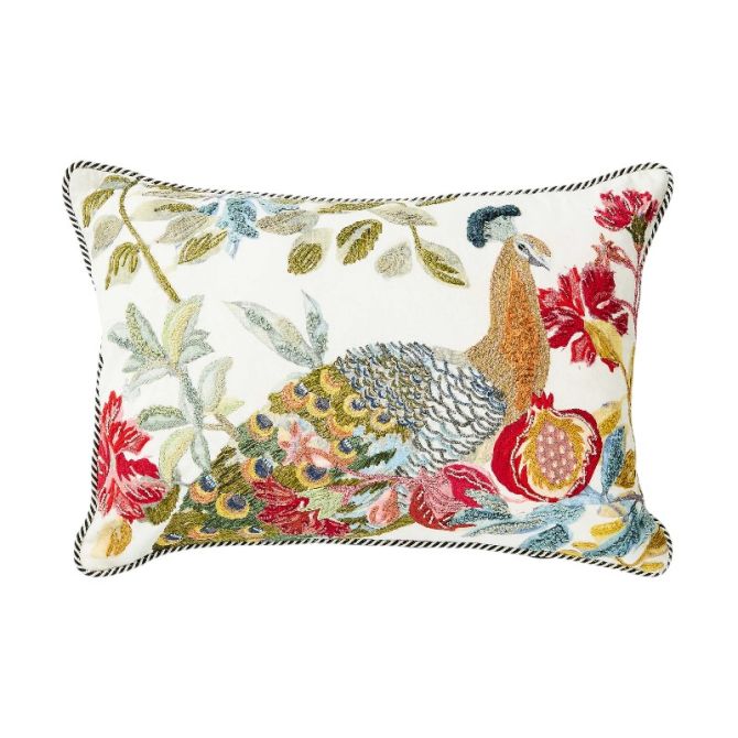 MacKenzie-Childs Carnivale Peacock Lumbar Throw Pillow