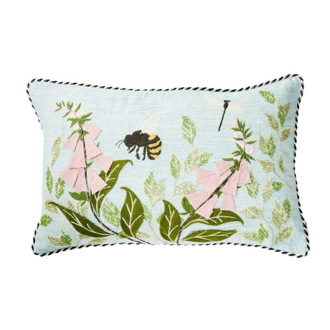 MacKenzie-Childs Floral and Bee Lumbar Throw Pillow