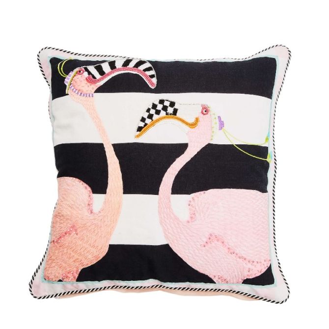 MacKenzie-Childs Patience Brewster Flamingo Throw Pillow