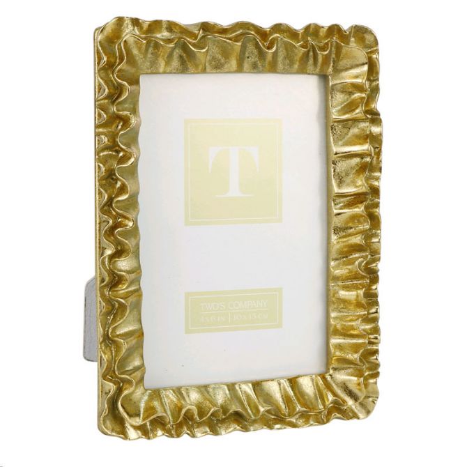 Two's Company Gold Ruffle Frame, 4x6