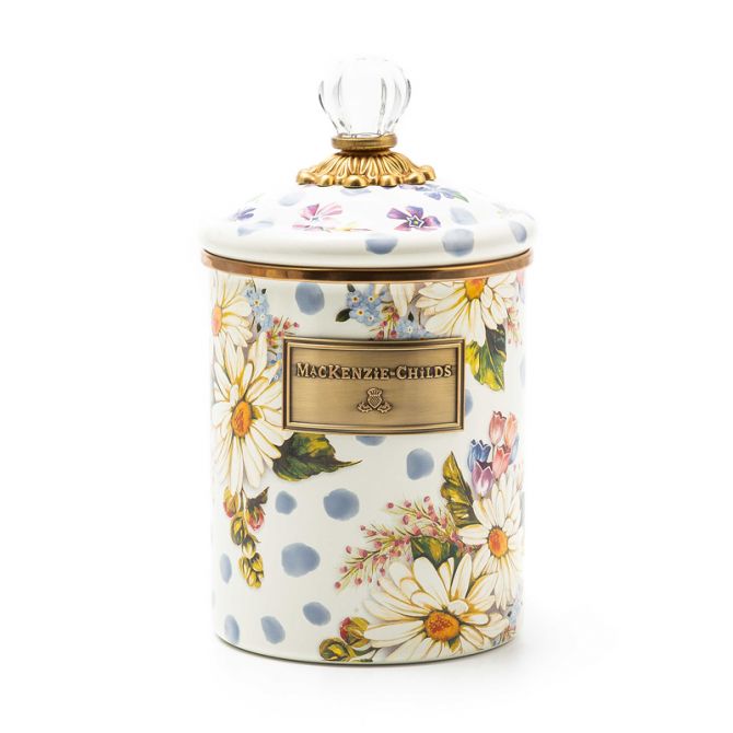 MacKenzie-Childs Wildflowers Enamel Blue Canister, Medium