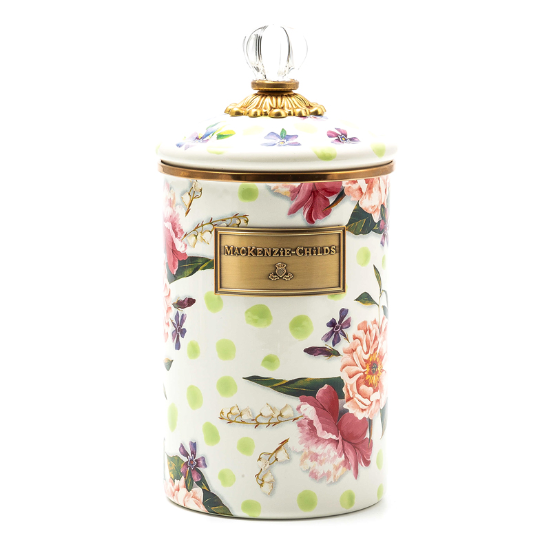 MacKenzie-Childs Wildflowers Enamel Green Canister, Large | 89226-386 ...