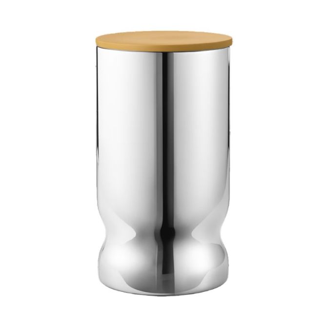 Georg Jensen Alfredo Canister, Yellow Lid and Stainless Steel