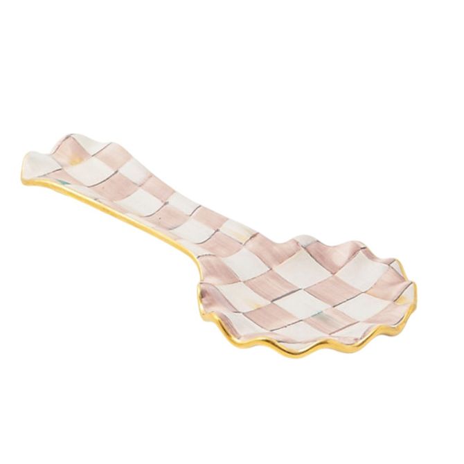 MacKenzie-Childs Rosy Check Ceramic Spoon Rest