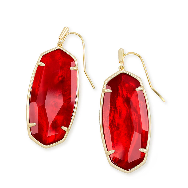 Kendra Scott Faceted Elle Gold Earrings in Cherry Red Illusion ...