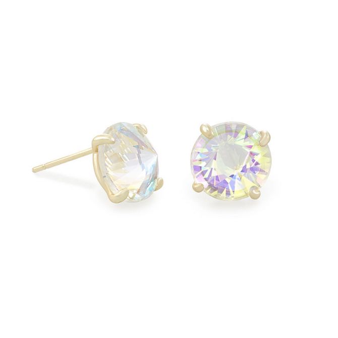 Jolie Gold Stud Earrings in Dichroic Glass