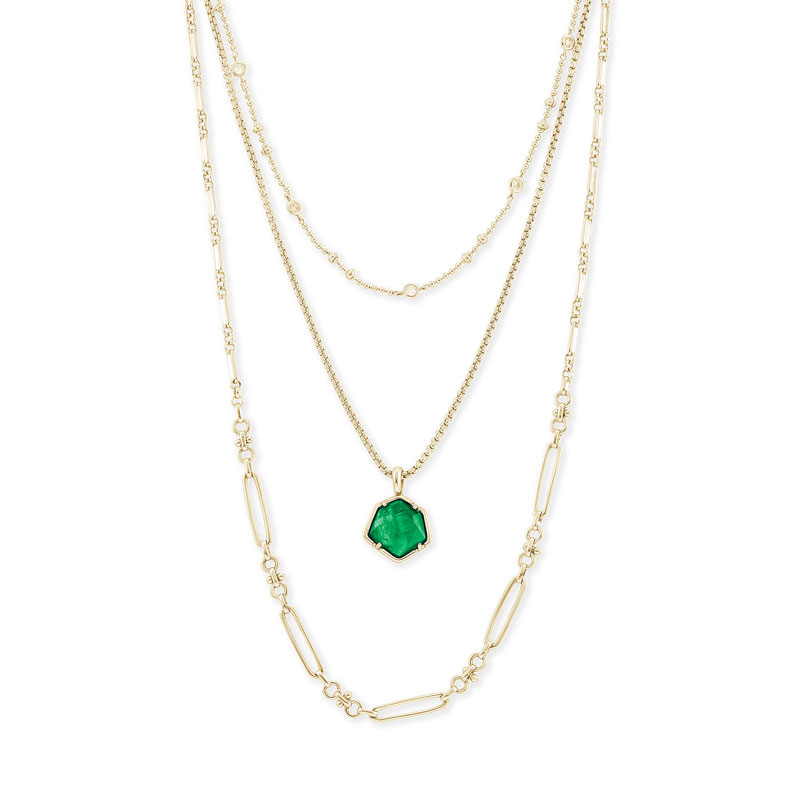 Kendra Scott Vanessa Gold Multi Strand Necklace in Jade Green Illusion ...