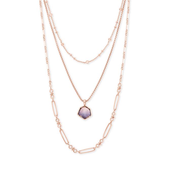 Rose gold multi deals strand necklace