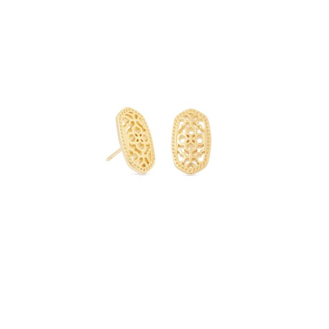 Kendra Scott Ellie Gold Tone Earrings in Filigree Metal