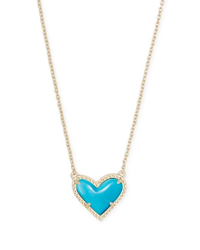 Kendra Scott Ari Gold Heart Pendant, Turquoise