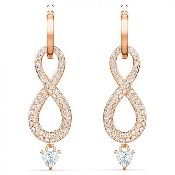 Swarovski Infinity Pierced Earrings, Rose Gold Tone