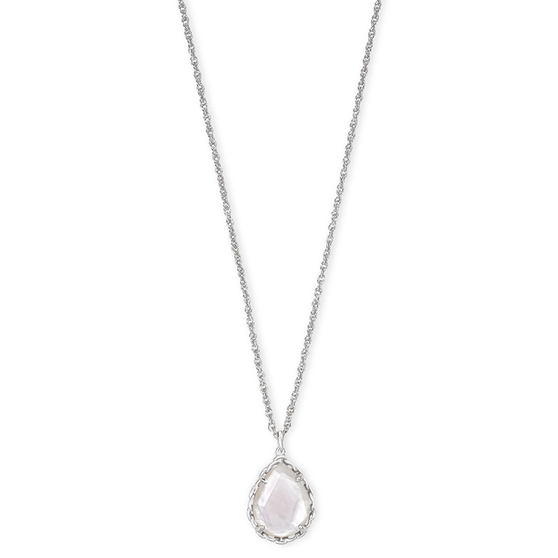 Kendra Scott Bright Silver Macrame Dee Necklace, Ivory Mother of Pearl ...